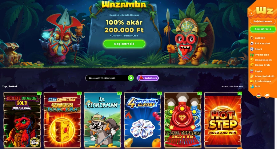 Wazamba kaszinó honlapja