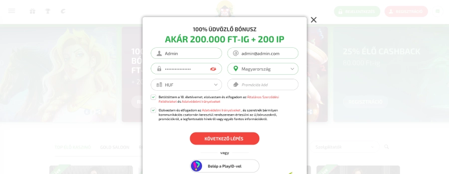Boaboa kaszinó registration