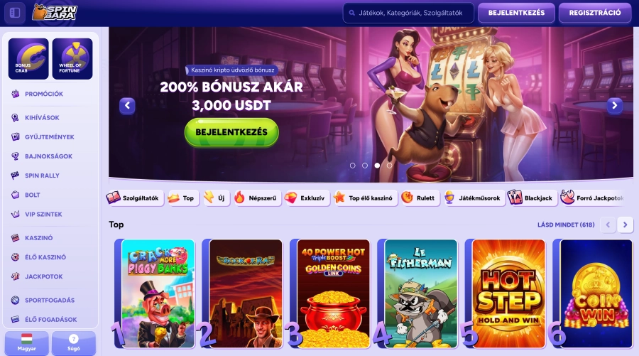Spinbara kaszinó honlapja
