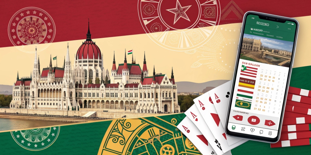 Modern online gambling in Hungary showing mobile casino apps, sports betting interfaces