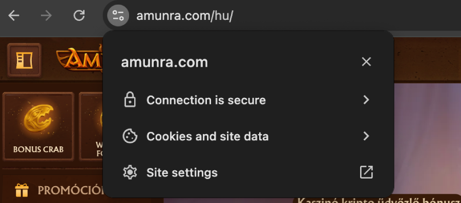Amunra casino biztonságos kapcsolat