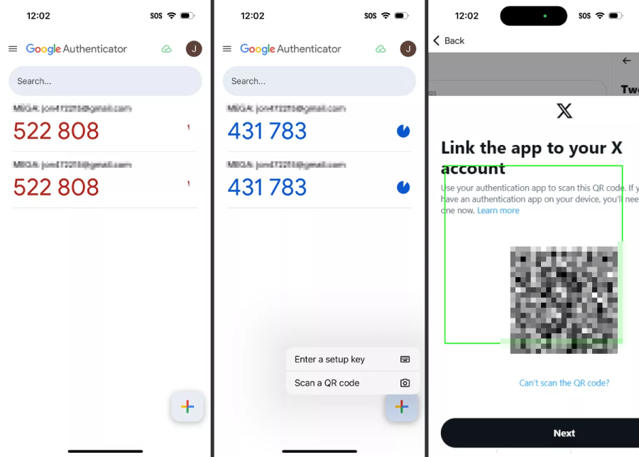 Google hitelesítő qr-kód beolvasása