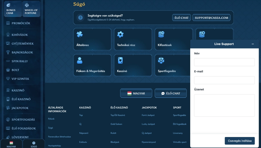 Casea kaszinó ügyfélszolgálat