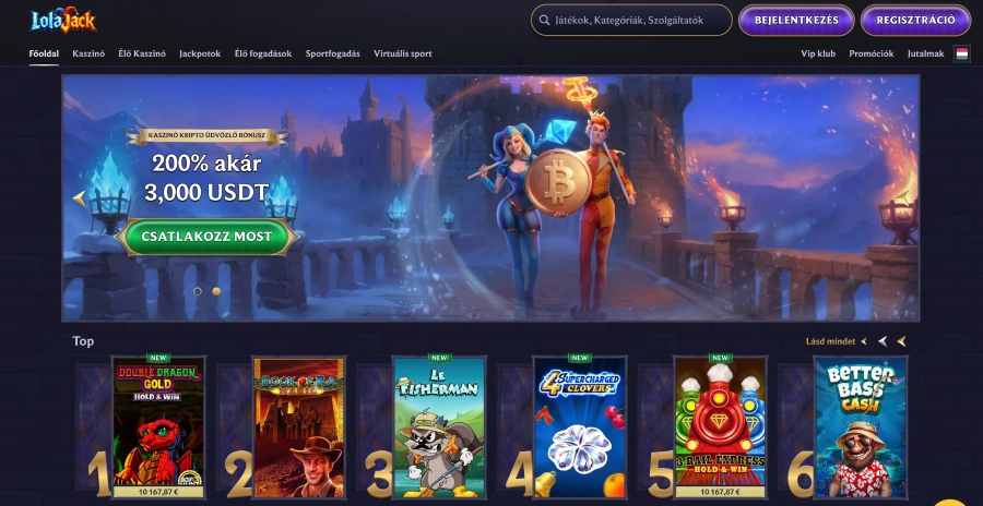 Lolajack kaszinó honlapja