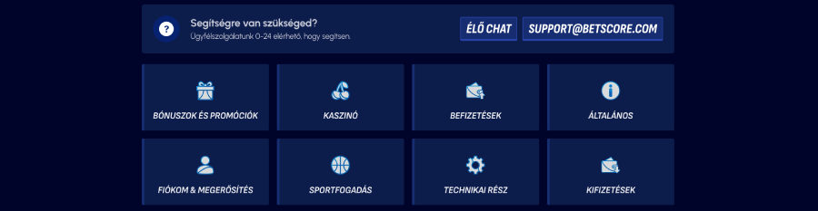 BetScore kaszinó ügyfélszolgálat